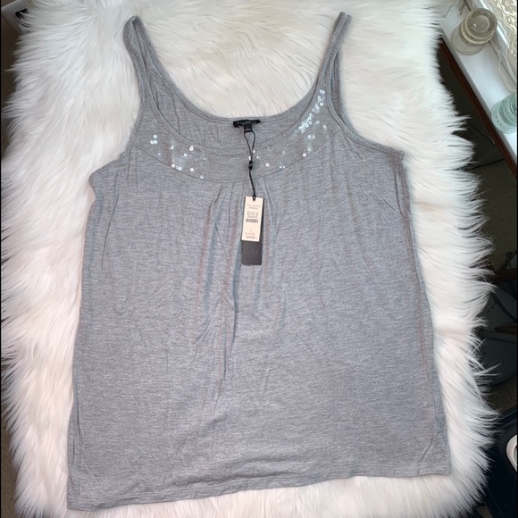 Talbots Tops - Talbots NWT large gray & sequin tank top